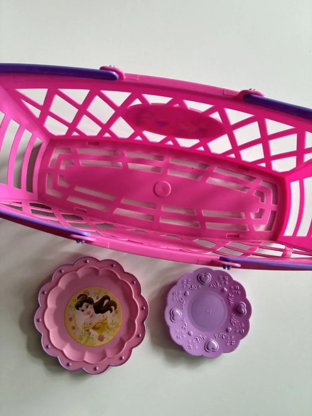 Disney Princess Pretend Play Shopping Basket & Plates Set Kids Toy Kitchen